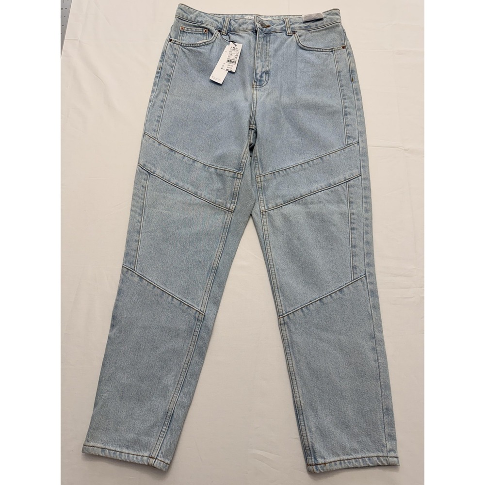 Topshop‎ Mom Jeans Womens 10 Blue Light Wash High Rise Relaxed 32x30 Denim